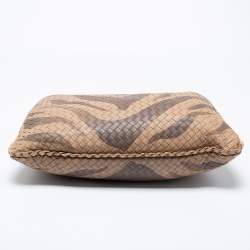 Pre Owned Bottega Veneta Beige Zebra Print Leather and Snakeskin Trim Veneta Hobo 