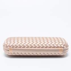 Pre Owned Bottega Veneta Beige Intrecciato Satin Knot Clutch