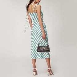 Pre Owned Bottega Veneta Dark Brown Intrecciato Leather Flap Baguette Bag