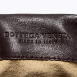 Pre Owned Bottega Veneta Dark Brown Intrecciato Leather Flap Baguette Bag