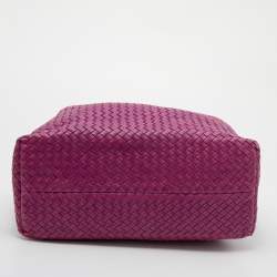 Pre Owned Bottega Veneta Purple Intrecciato Leather Medium Cabat Tote