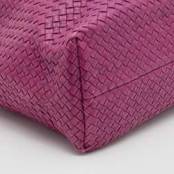 Pre Owned Bottega Veneta Purple Intrecciato Leather Medium Cabat Tote