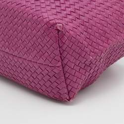 Pre Owned Bottega Veneta Purple Intrecciato Leather Medium Cabat Tote