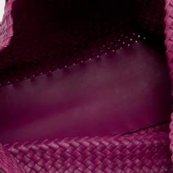 Pre Owned Bottega Veneta Purple Intrecciato Leather Medium Cabat Tote