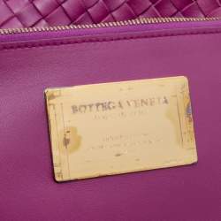 Pre Owned Bottega Veneta Purple Intrecciato Leather Medium Cabat Tote
