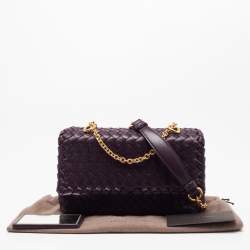 Pre Owned Bottega Veneta Purple Intrecciato Leather Baby Olimpia Shoulder Bag