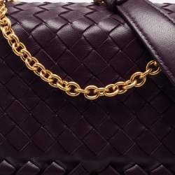 Pre Owned Bottega Veneta Purple Intrecciato Leather Baby Olimpia Shoulder Bag