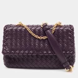 Pre Owned Bottega Veneta Purple Intrecciato Leather Baby Olimpia Shoulder Bag