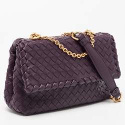Pre Owned Bottega Veneta Purple Intrecciato Leather Baby Olimpia Shoulder Bag