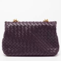 Pre Owned Bottega Veneta Purple Intrecciato Leather Baby Olimpia Shoulder Bag