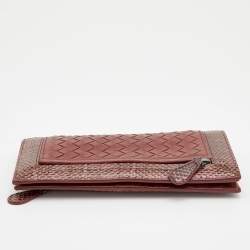 Pre Owned محفظة ثنائية الطي بوتيغا فينيتا جلد إنترشييتو وثعبان بني 
