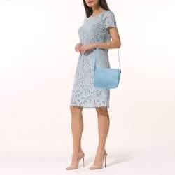 Pre Owned Bottega Veneta  Blue Intrecciato Leather Shoulder Bag