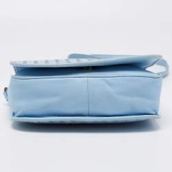 Pre Owned Bottega Veneta  Blue Intrecciato Leather Shoulder Bag