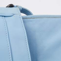 Pre Owned Bottega Veneta  Blue Intrecciato Leather Shoulder Bag