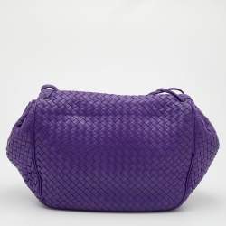 Pre Owned Bottega Veneta Purple Intrecciato Leather Flap Shoulder Bag