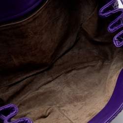 Pre Owned Bottega Veneta Purple Intrecciato Leather Flap Shoulder Bag