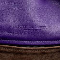 Pre Owned Bottega Veneta Purple Intrecciato Leather Flap Shoulder Bag