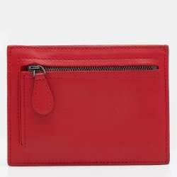 Pre Owned حافظة بطاقات بوتيغا فينيتا جلد إنترشياتو حمراء 