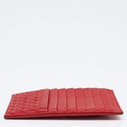 Pre Owned حافظة بطاقات بوتيغا فينيتا جلد إنترشياتو حمراء 