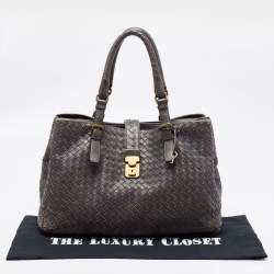 Pre Owned حقيبة يد بوتيغا فينيتا روما جلد إنترشياتو رصاصية متوسطة