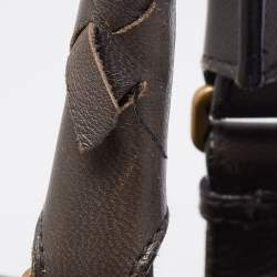 Pre Owned حقيبة يد بوتيغا فينيتا روما جلد إنترشياتو رصاصية متوسطة