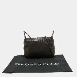 Pre Owned Bottega Veneta Choco Brown Intrecciato Leather Nodini Crossbody Bag