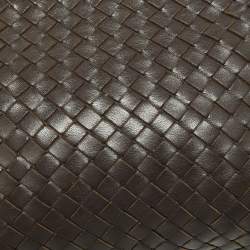 Pre Owned Bottega Veneta Choco Brown Intrecciato Leather Nodini Crossbody Bag