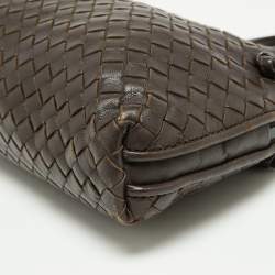 Pre Owned Bottega Veneta Choco Brown Intrecciato Leather Nodini Crossbody Bag