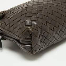 Pre Owned Bottega Veneta Choco Brown Intrecciato Leather Nodini Crossbody Bag
