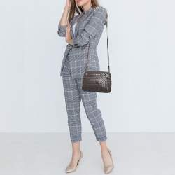 Pre Owned Bottega Veneta Choco Brown Intrecciato Leather Nodini Crossbody Bag