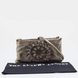 Pre Owned Bottega Veneta Metallic Silver Leather Shoulder Bag