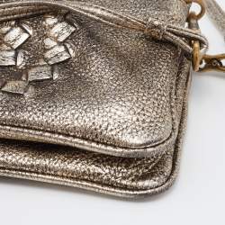 Pre Owned Bottega Veneta Metallic Silver Leather Shoulder Bag