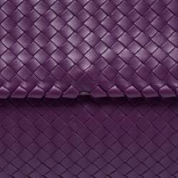 Pre Owned Bottega Veneta Purple Intrecciato Leather Olimpia Top Handle Bag