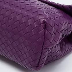 Pre Owned Bottega Veneta Purple Intrecciato Leather Olimpia Top Handle Bag