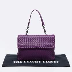 Pre Owned Bottega Veneta Purple Intrecciato Leather Olimpia Top Handle Bag