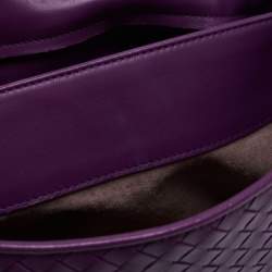 Pre Owned Bottega Veneta Purple Intrecciato Leather Olimpia Top Handle Bag