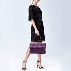 Pre Owned Bottega Veneta Purple Intrecciato Leather Olimpia Top Handle Bag
