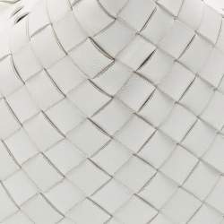 Pre Owned Bottega Veneta White Intrecciato Leather Mini Twist Bag