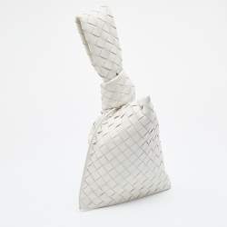Pre Owned Bottega Veneta White Intrecciato Leather Mini Twist Bag