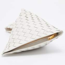 Pre Owned Bottega Veneta White Intrecciato Leather Mini Twist Bag