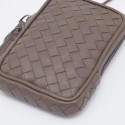 Pre Owned Bottega Veneta Grey Intrecciato Leather Shoulder Bag