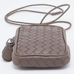 Pre Owned Bottega Veneta Grey Intrecciato Leather Shoulder Bag