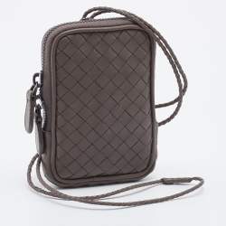 Pre Owned Bottega Veneta Grey Intrecciato Leather Shoulder Bag