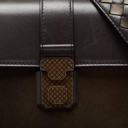 Pre Owned Bottega Veneta Metallic Tri Color Leather Small Small Piazza Bag