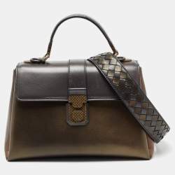 Pre Owned Bottega Veneta Metallic Tri Color Leather Small Small Piazza Bag
