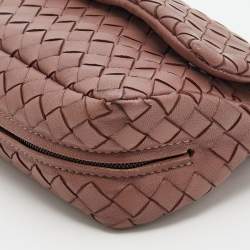 Bottega Veneta Dusty Pink Intrecciato Leather Mini Messenger Bag