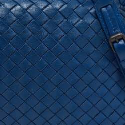 Pre Owned Bottega Veneta Blue Intrecciato Leather Nodini Crossbody Bag