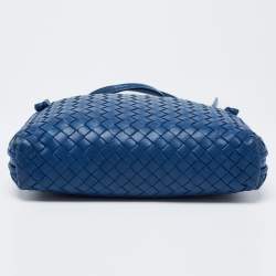 Pre Owned Bottega Veneta Blue Intrecciato Leather Nodini Crossbody Bag