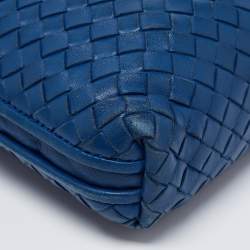 Pre Owned Bottega Veneta Blue Intrecciato Leather Nodini Crossbody Bag
