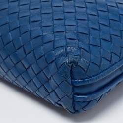 Pre Owned Bottega Veneta Blue Intrecciato Leather Nodini Crossbody Bag